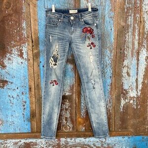 Harmony & Havoc Distressed Embroidered Jeans